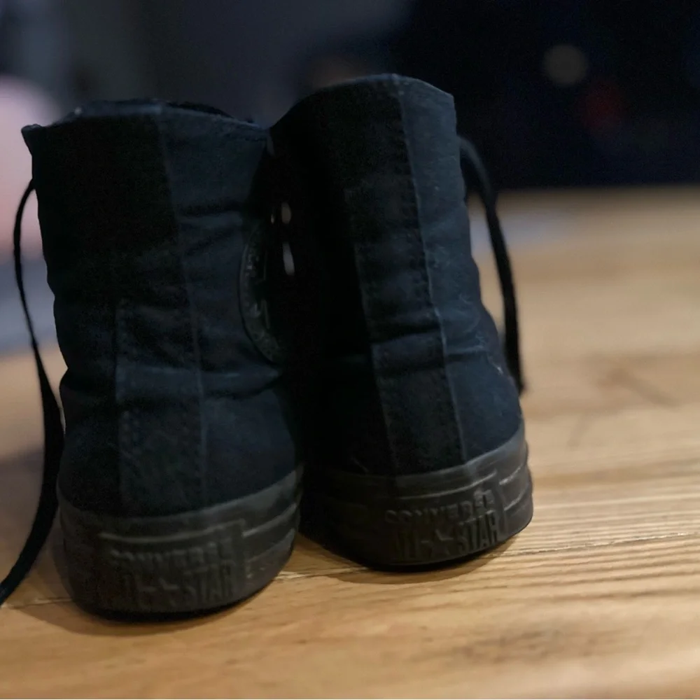 All-Black High Top Converse Chuck Taylor all star women’s size 8 Canvas Sneakers - Picture 5 of 8